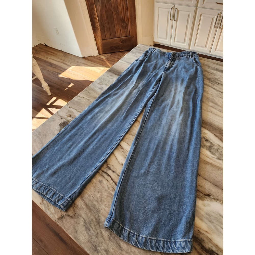 YFB Young Fabulous & Broke Ryker Wide Leg Tencel Modal Blue Pants Medium